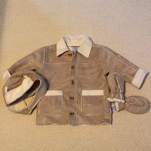 Unisex Gymboree Faux Suede Jacket with matching hat and gloves